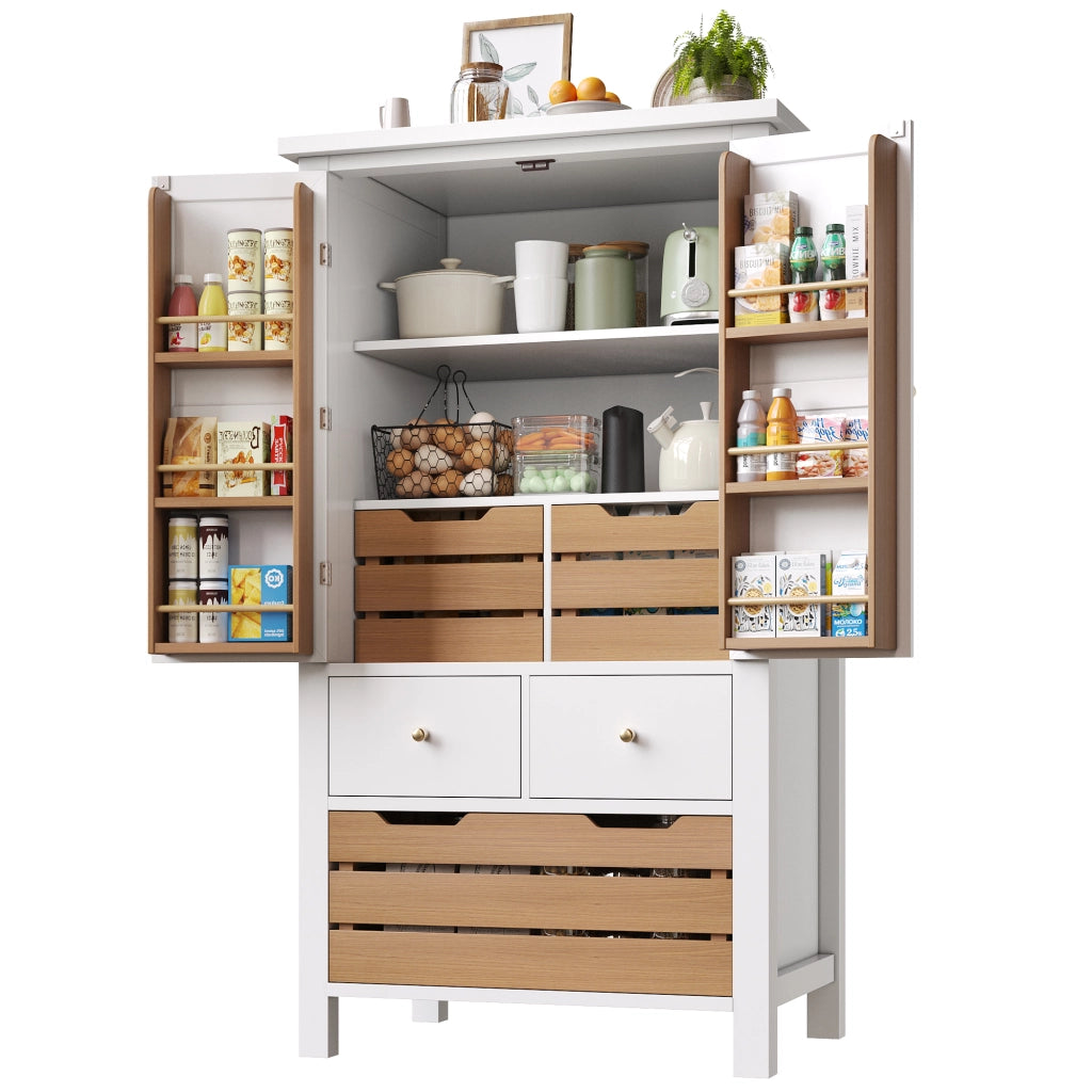 Credenza Cucina Multiuso con Ante e Cassetti ¨C Xylo ¨C Nero/Bianco, 80x40x140 cm