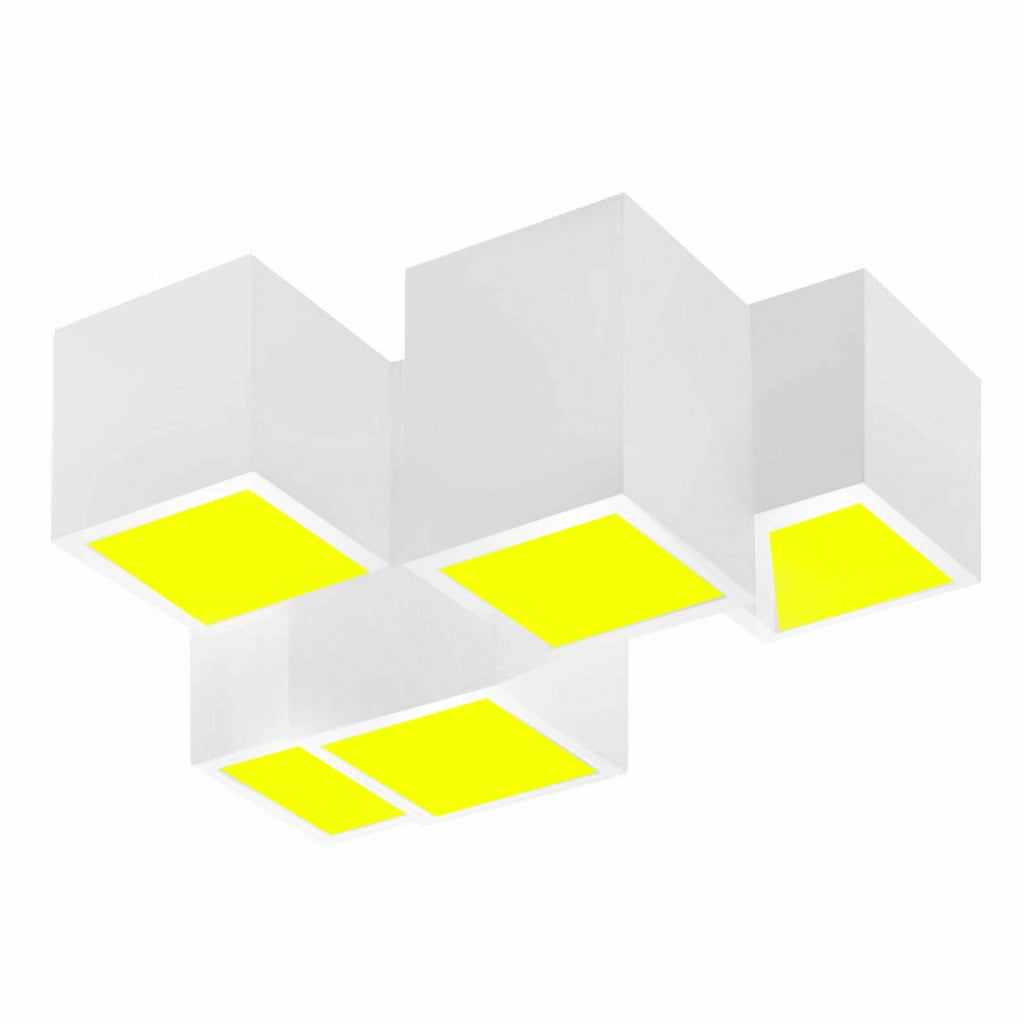Lampada gesso da soffitto plafoniera a 5 cubi attacco faretto GU10 luce calda