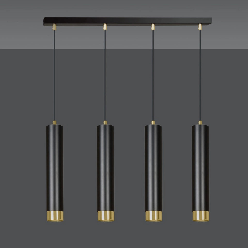 Lampada a sospensione KIBO in acciaio nero opaco e oro