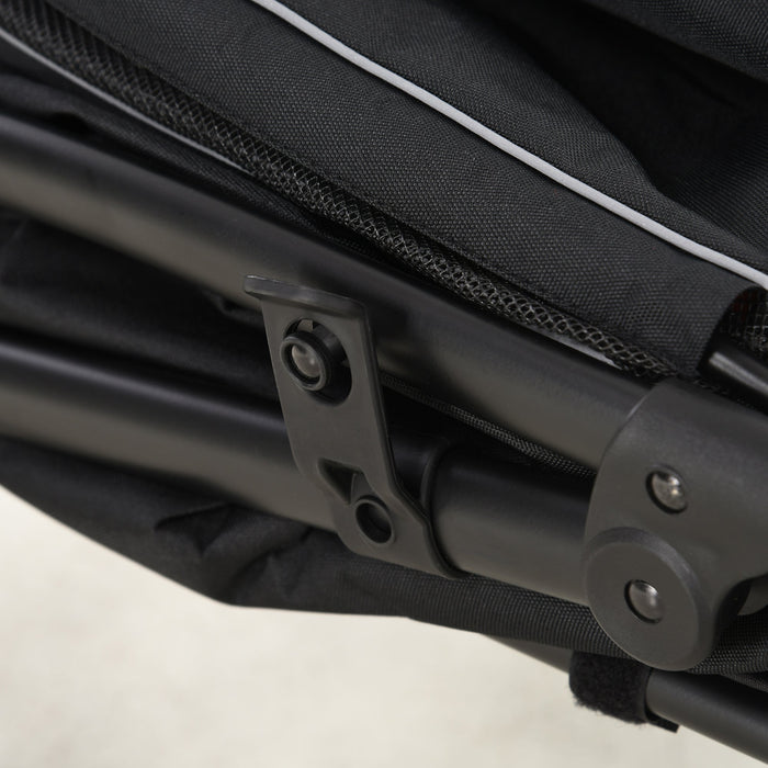 Passeggino per Cani Taglia Media e Grande 112x65x100 cm Pieghevole con Ingressi a Cerniera Nero e Rosso