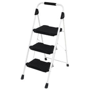 Scala a 3 gradini sgabello pieghevole con corrimano imbottito, Scala portatile e robusta in acciaio al carbonio Nero-Deposito utensili Tool