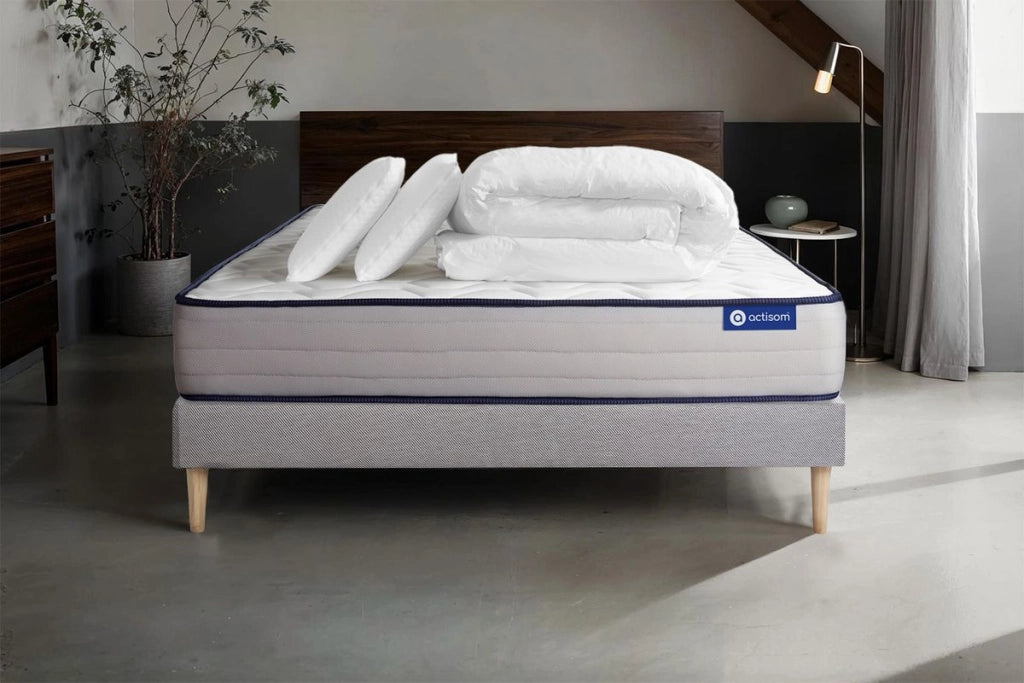 Pacchetto letto completo - Materasso 160x200cm + Box spring con doghe (kit) + 2 cuscini + Piumino - Actiflex Form