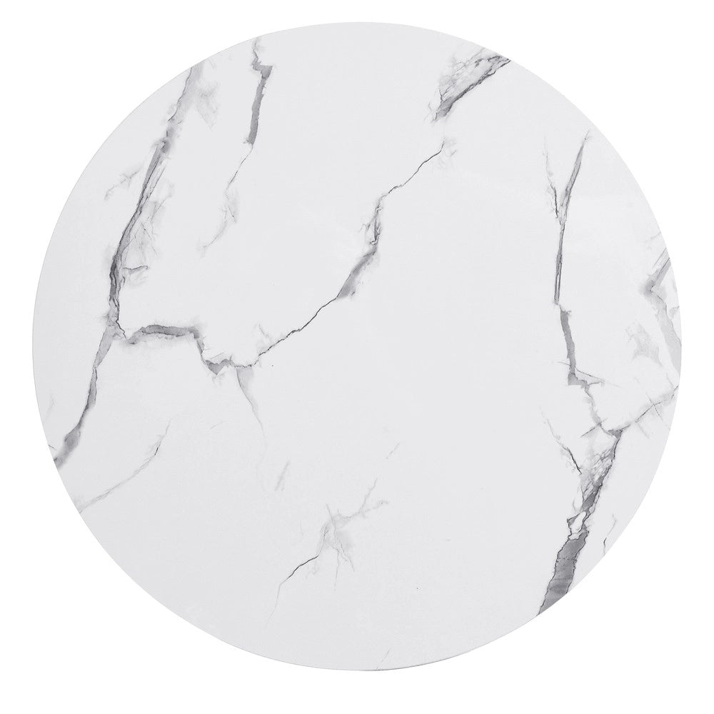 Set 2 Tavolini da Caff¨¨ Rotondi ¨C MINIMAL ¨C Bianco Lucido Effetto Marmo, 2 Cassetti, 60x60x46 e 50x50x31