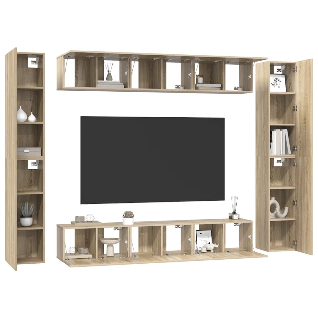 Set di Mobili Porta TV 10 pz Rovere Sonoma in Legno Multistrato 3078980