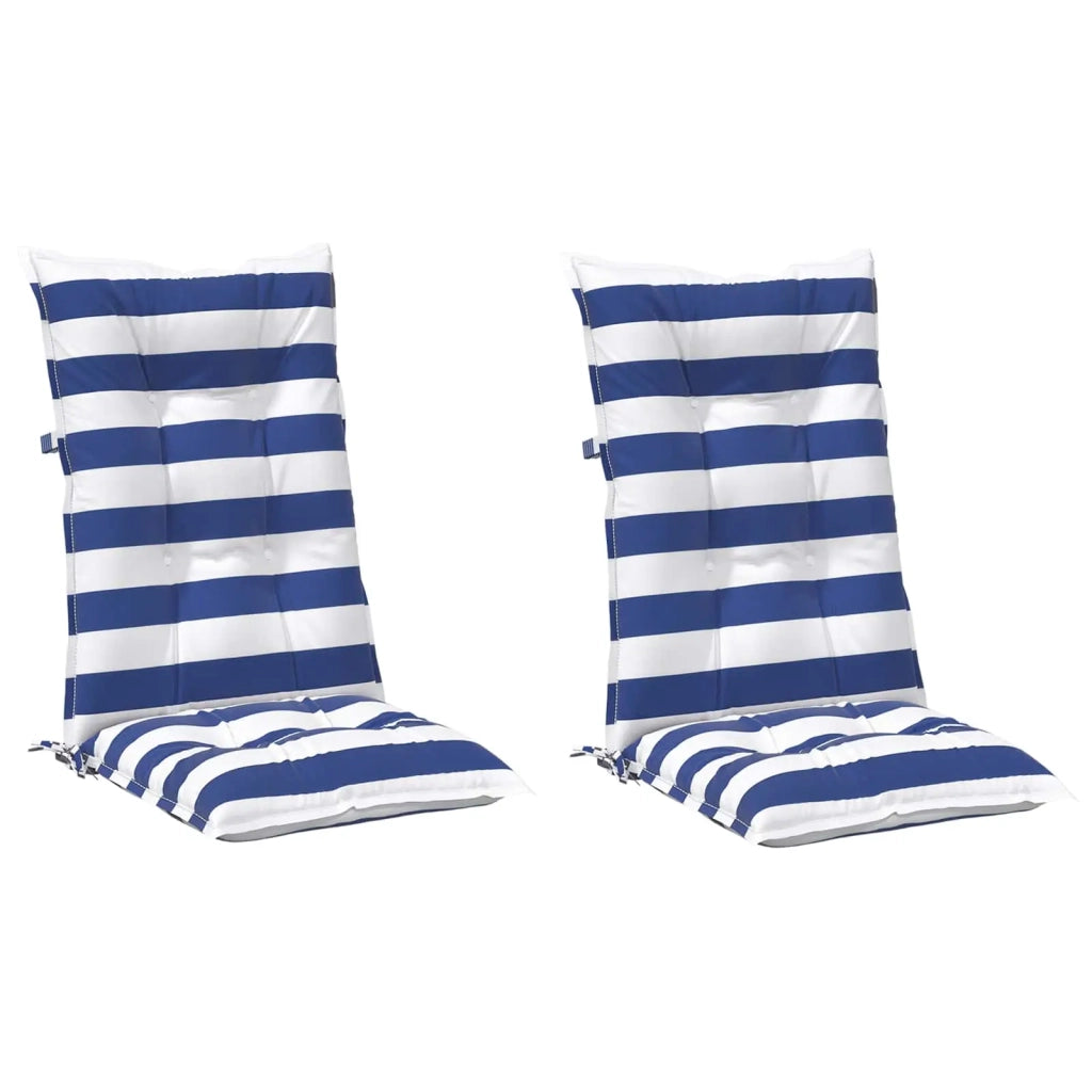 Cuscino da Esterno 2 pz | Cuscini per sedie Blu e Bianco 120 x 50 x 7 cm Tessuto