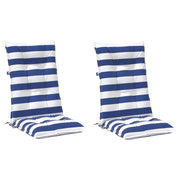 Cuscino da Esterno 2 pz | Cuscini per sedie Blu e Bianco 120 x 50 x 7 cm Tessuto