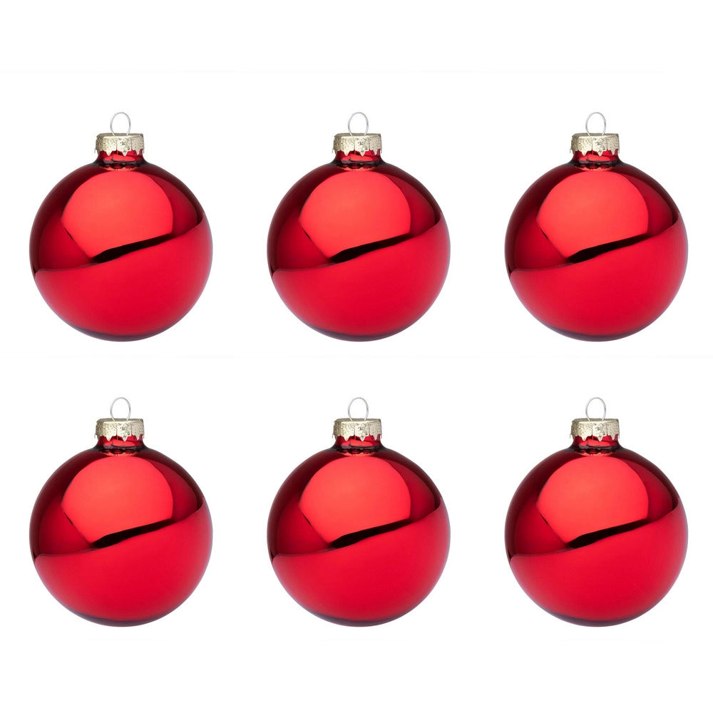 Palline di Natale Rosso Granata Lucido in Vetro Addobbi Albero Diametro: 80 mm