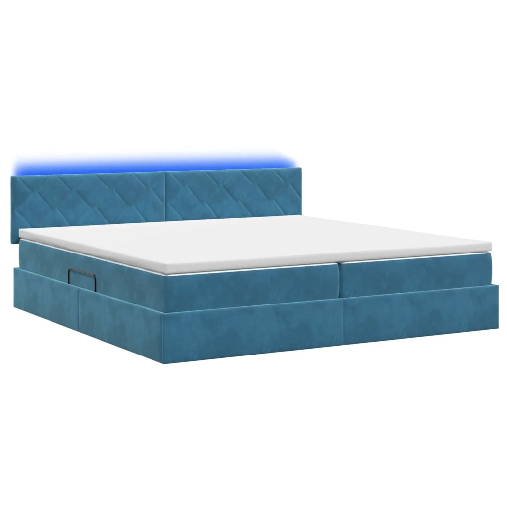 Letto con contenitore LED e materasso Blu Scuro 200 x 200 cm 3459334