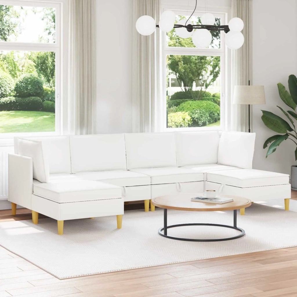 Set di divani modulari con spazio di archiviazione 6 pcs Bianco