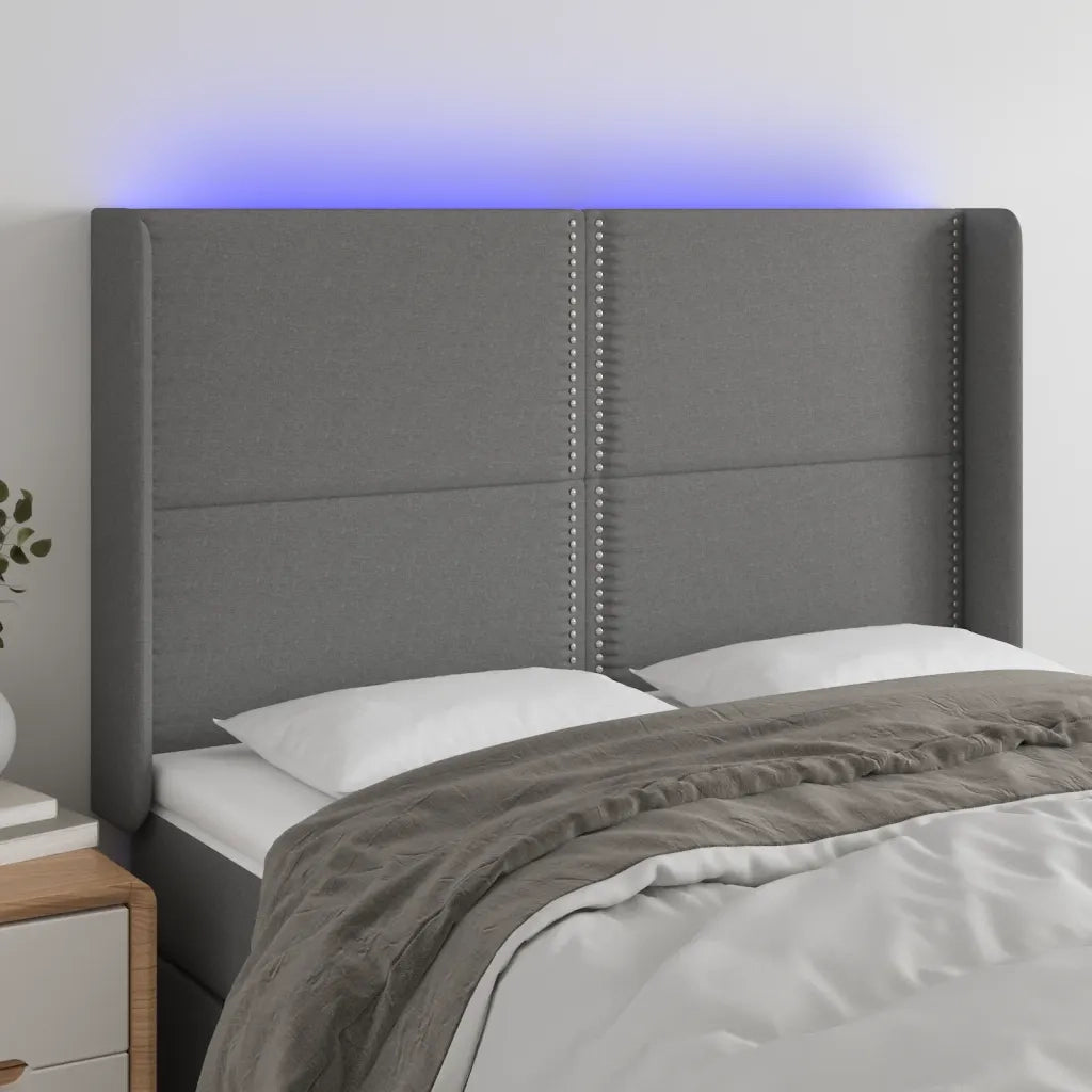 Testiera a LED-Testata con LED GrigioScuro 147x16x118/128cm inTessuto 602820