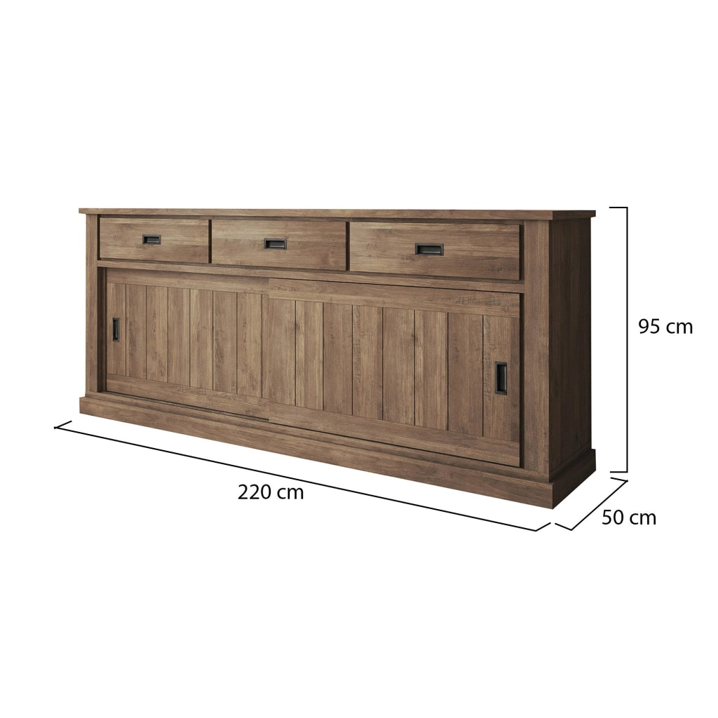 Madia Malonno, Credenza 2 Ripiani, 220x50x95h cm Marrone Noce