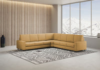 Divano Angolare 7 Posti 286x286x85 cm Sakar in Tessuto Ocra