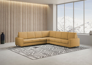 Divano Angolare 7 Posti 286x286x85 cm Sakar in Tessuto Ocra