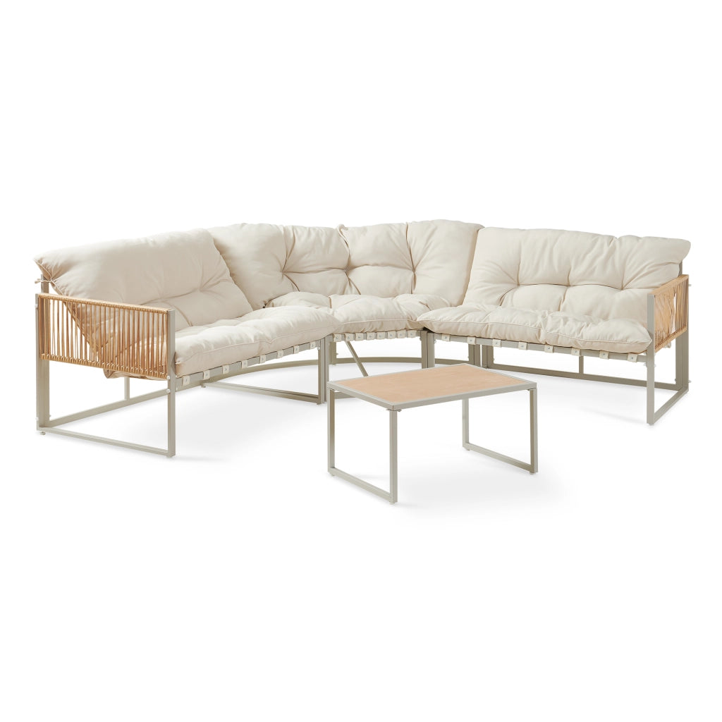 Set Salottino per Esterno Karg Divano Modulare a 3 pezzi e Tavolino con Piano in SPC Rovere Mobili da Giardino - Beige casa.pro