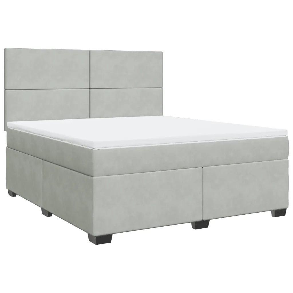 Giroletto a Molle con Materasso Grigio Chiaro 180x200cm Velluto