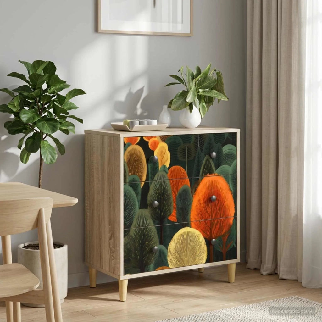 Cassettiera ZAANDAM Stampa boschiva 66 x 36,5 x 75 cm Sonoma 8007360