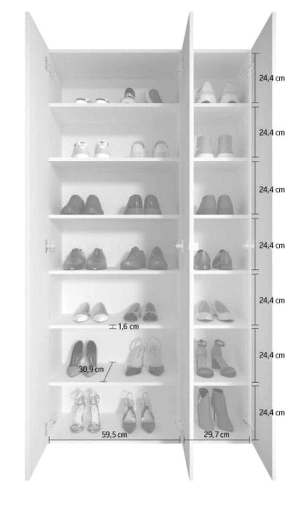 Mobile Portascarpe Pertiche, Scarpiera 12 Ripiani, 95x35x186h cm Bianco Lucido