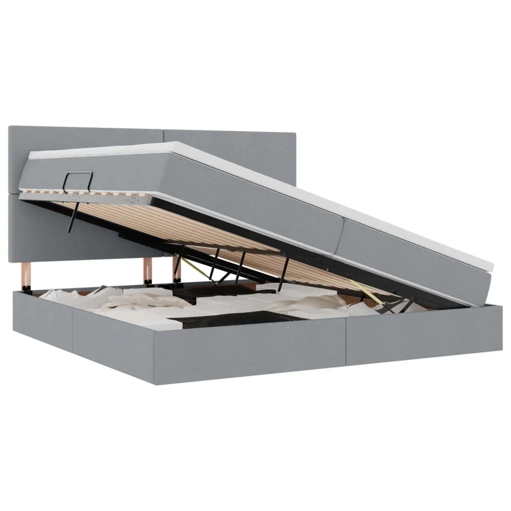 Letto con contenitore e LED con led Grigio chiaro 200 x 200 cm