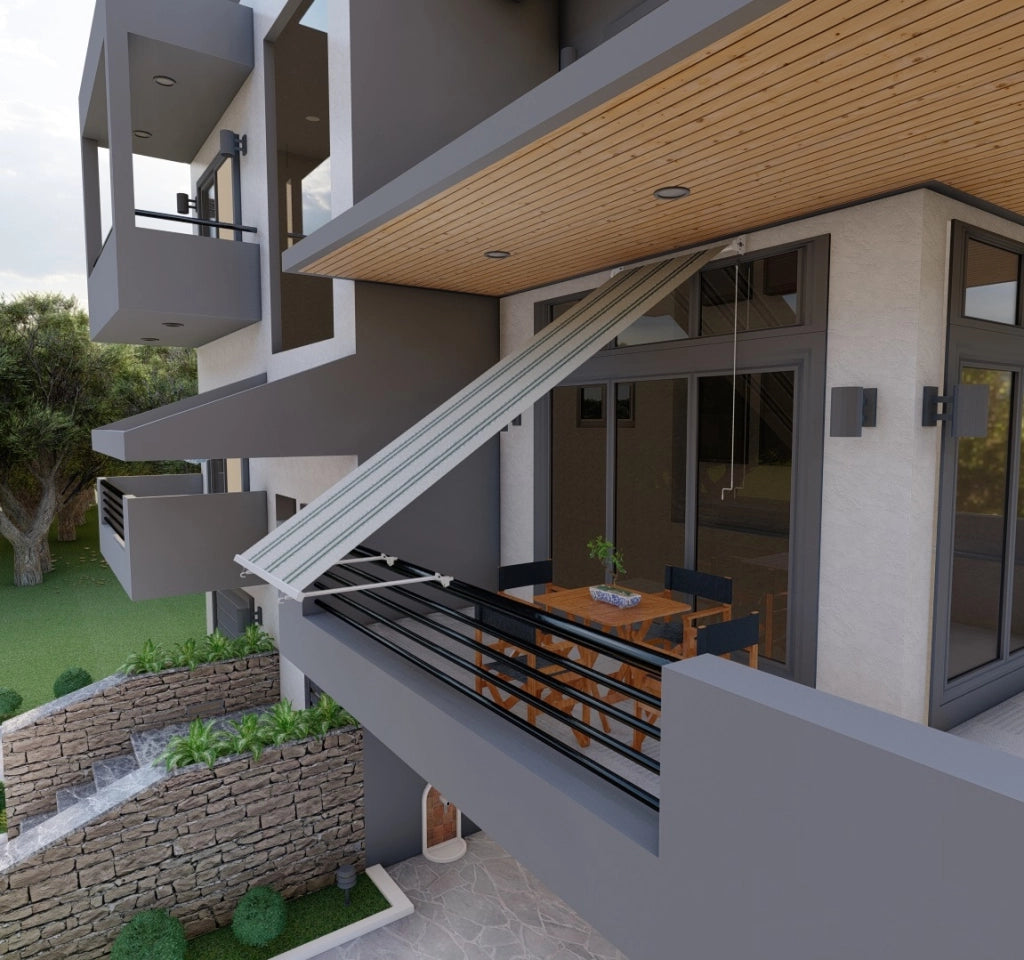 Tenda da sole a caduta con bracci per balcone terrazzo finestra 100cm Grigio Verde Golisa