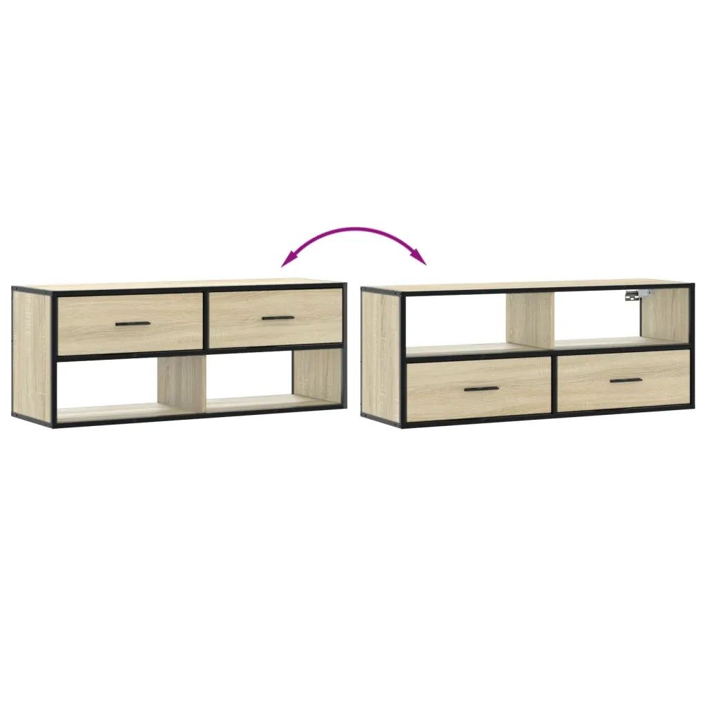 Mobile TV Rovere Sonoma 100x31x39,5cm Legno Multistrato Metallo
