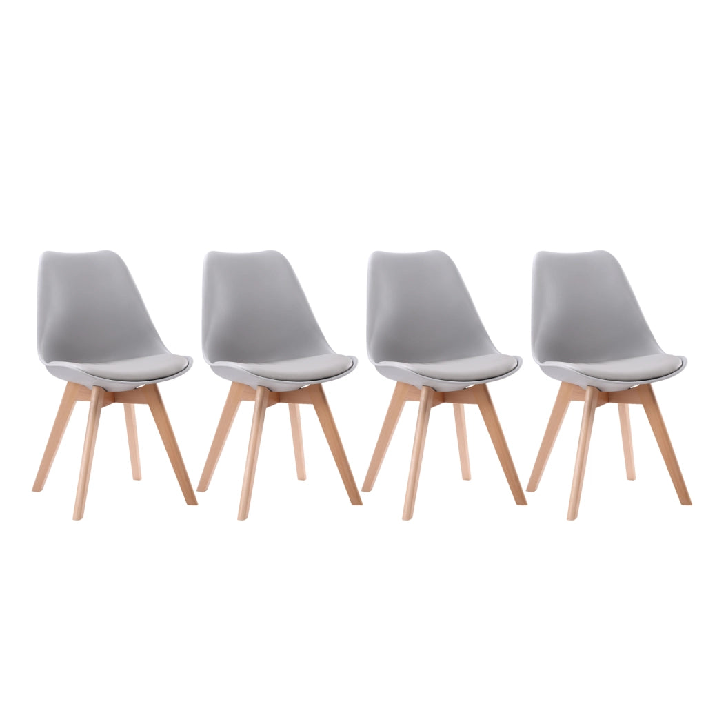 Set di 4 sedie scandinave NORA grigie con cuscino