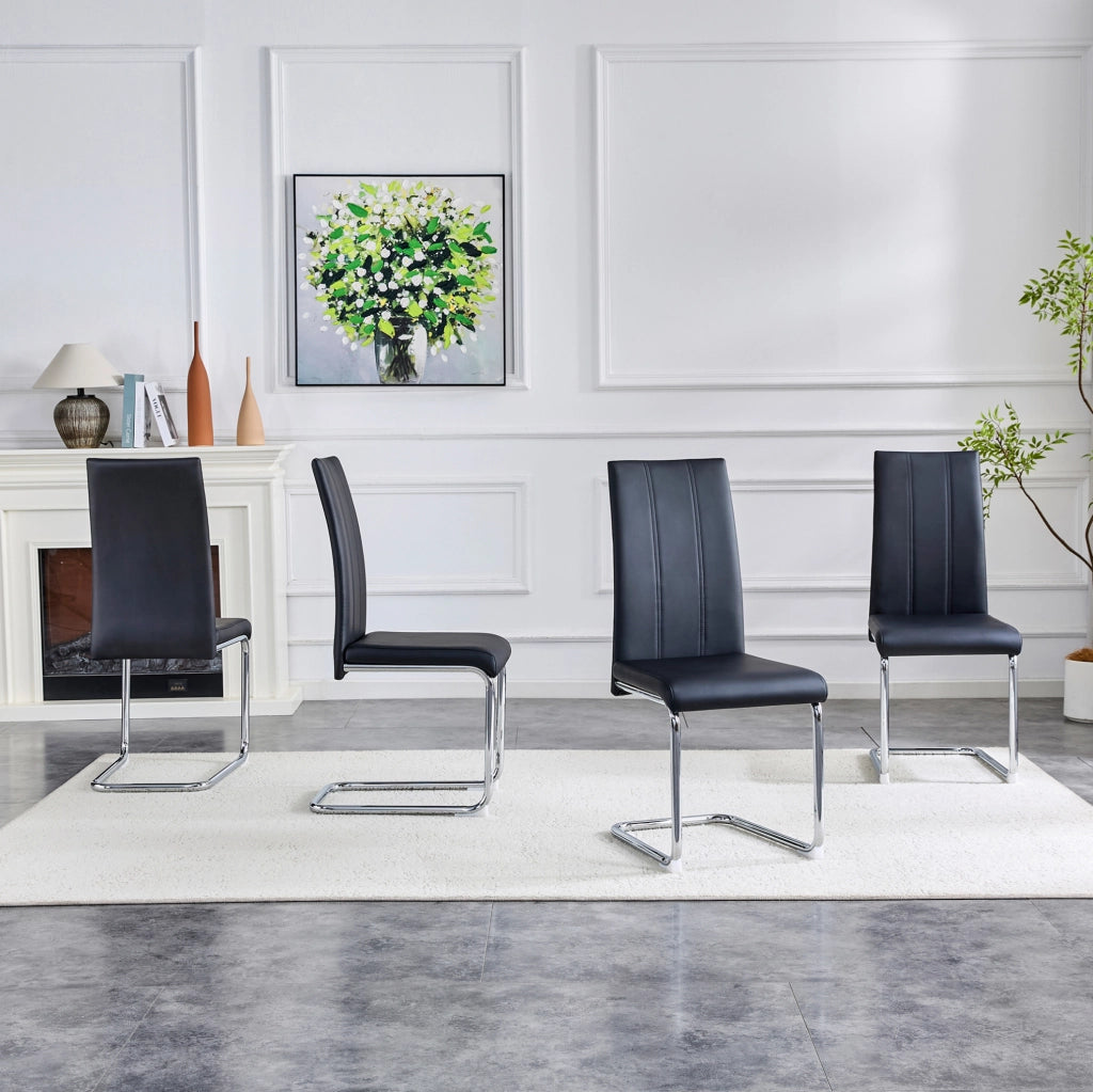 Sedia da Pranzo Moderna Nera in PU e Metallo con Design Ergonomico