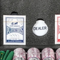 Set Poker con 600 Fiches per 12 Giocatori con Valigetta, 2 Mazzi di Carte e Tappetino, Nero