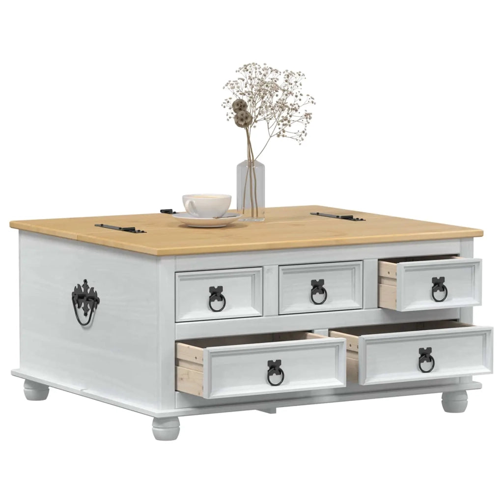 storage box con cassetto Bianco 90 x 78 x 45 cm Pino massello CFW6540534