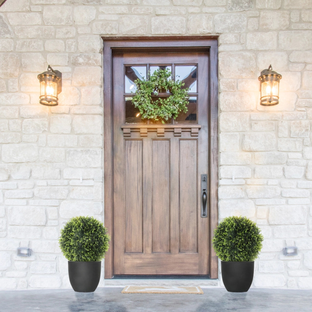 Set di 2 Piante Artificiali a Sfera con Foglie di Cedro per Casa e Giardino ?45 cm, Verde