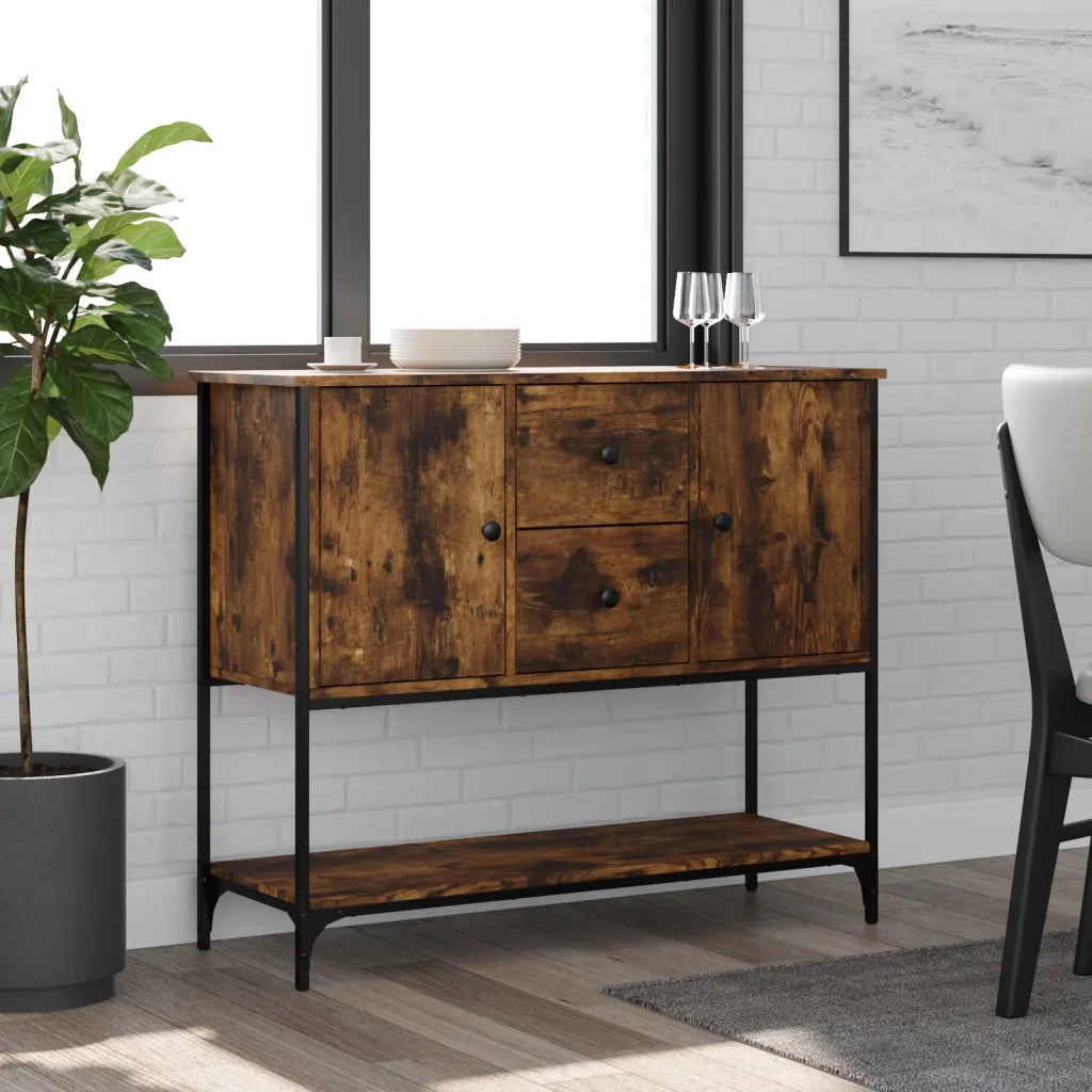 Credenza | Madia | Buffet da pranzo | Armadio da pranzo Rovere Fumo 100x36x85 cm in Legno Multistrato