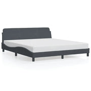 Letto matrimoniale | Letto per adulti | Giroletto Dover Grigio Scuro 180x200 cm Velluto