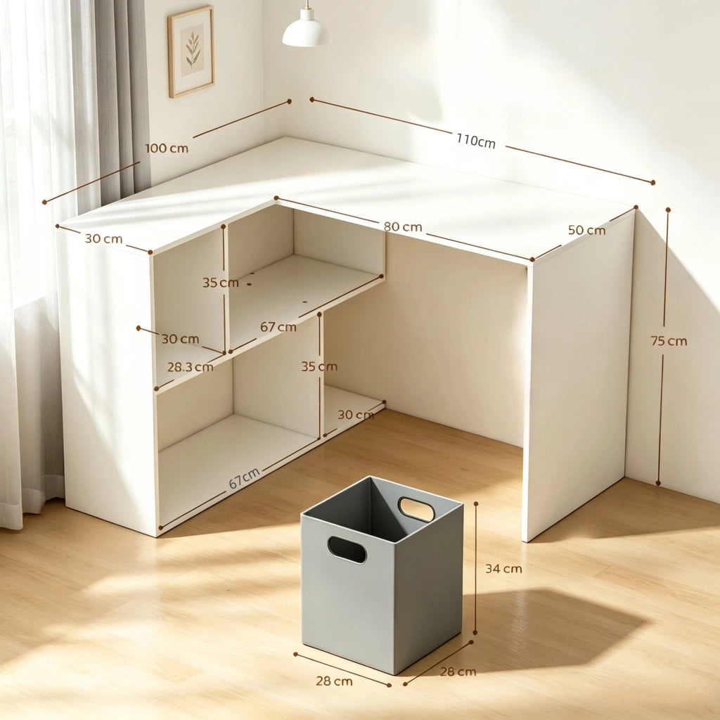 SCRIVANIA ANGOLARE L 110x100x75 cm Bianca in truciolare