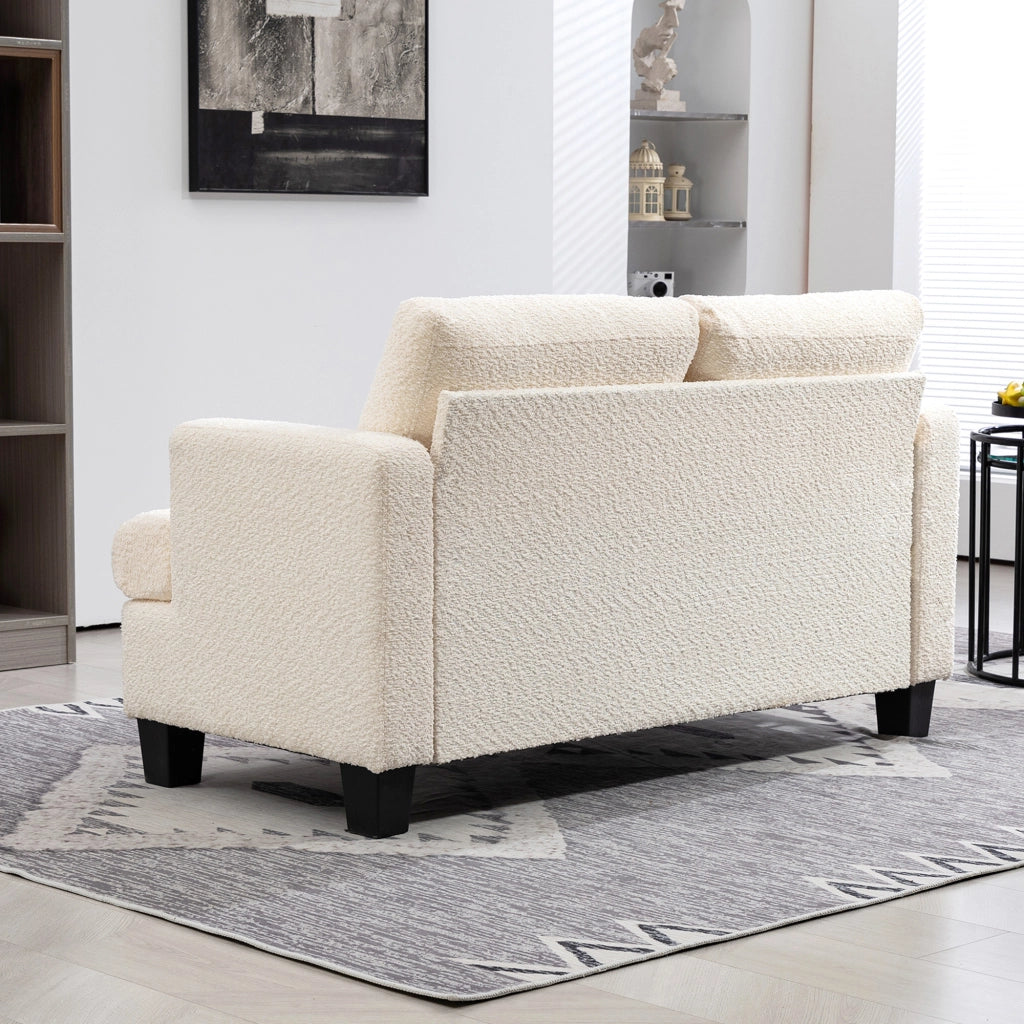 Divano 2 posti 120 cm ¨C Xylo ¨C tessuto chenille beige con cuscini schienale removibili