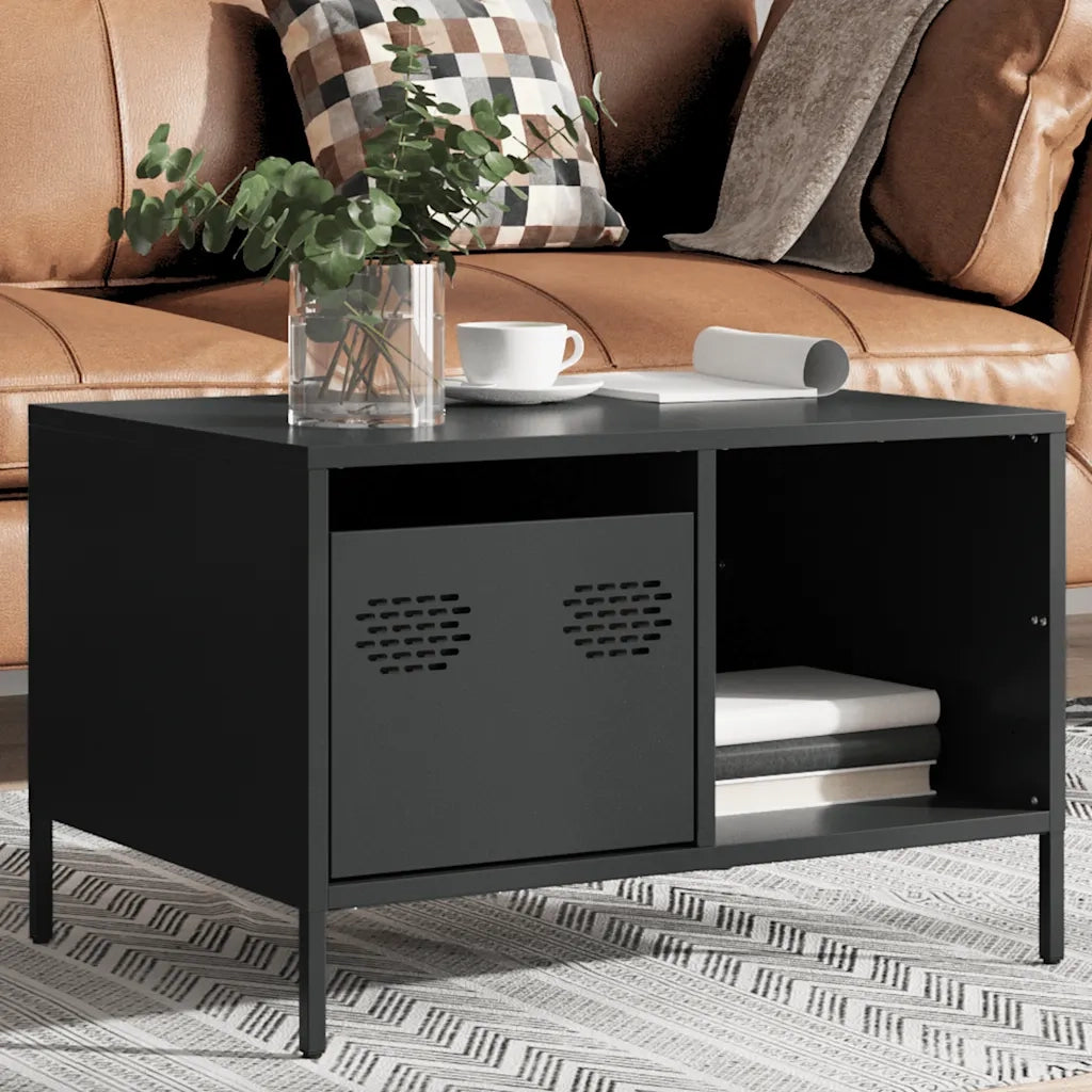 Tavolino Nero 68,5x50x43,5 cm in Acciaio Laminato a Freddo 851280