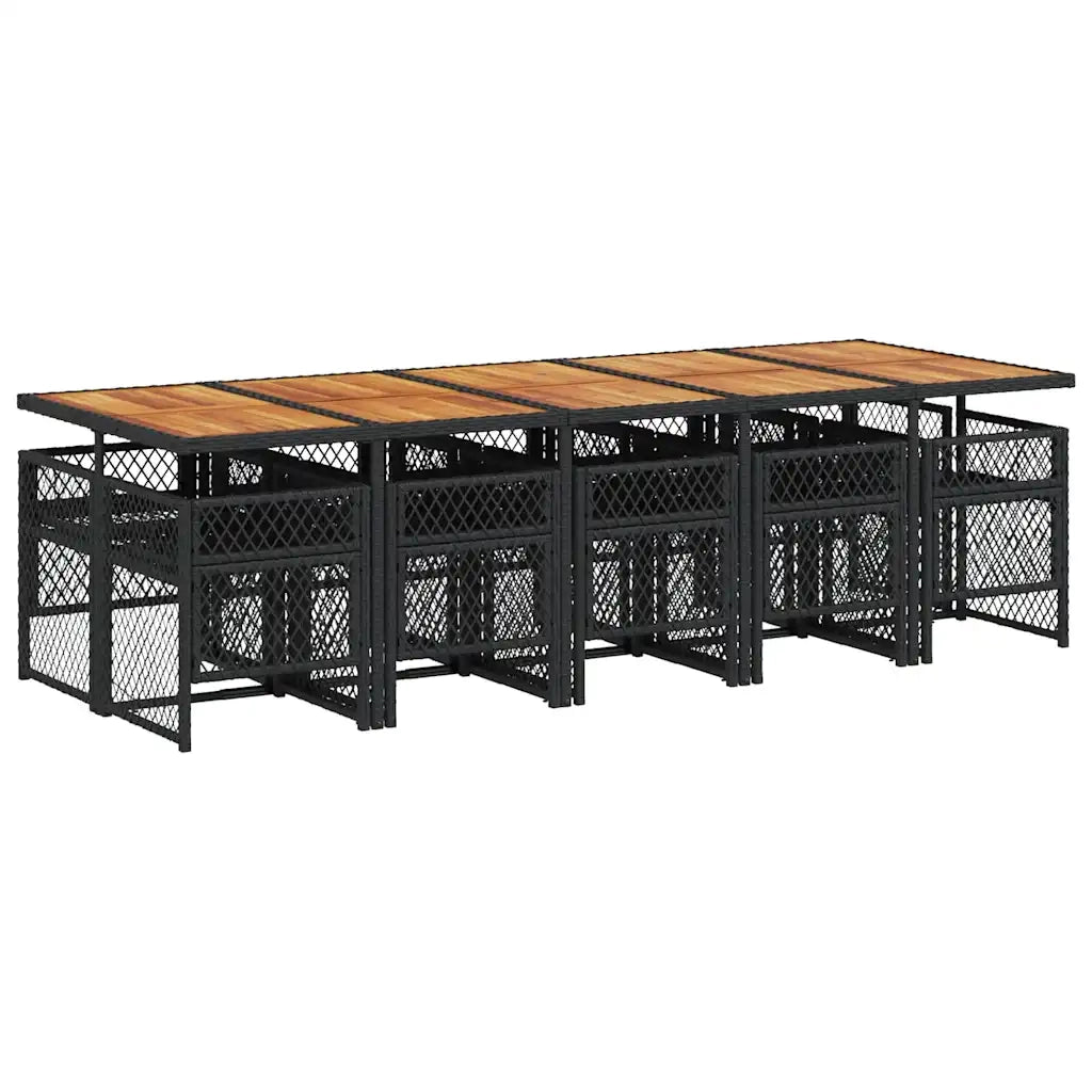 Set da Pranzo da Giardino 11 pz con Cuscini in Polyrattan Nero 3210759