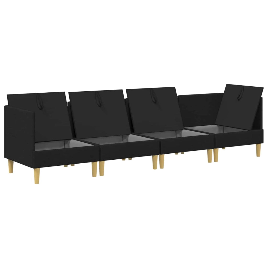 Set di divani modulari con spazio di archiviazione 4 pcs Nero