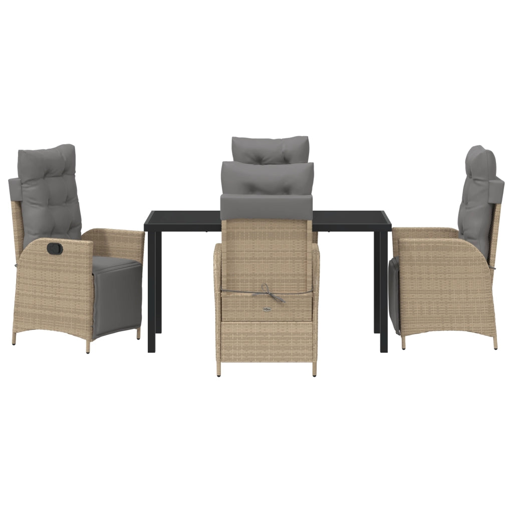 Set da pranzo da giardino 5 pezzi Beige Rattan polimerico
