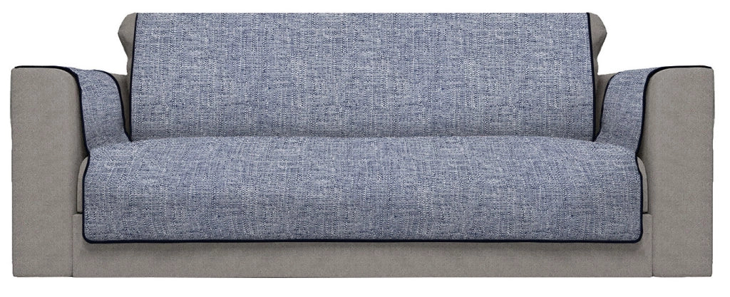 Copridivano con Copri Braccioli Seduta 60 cm in Poliestere Blu Scuro