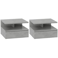 Set 2 Comodini Sospesi per Camera da Letto 35x32x22,5 cm con Cassetto in Legno Grigio