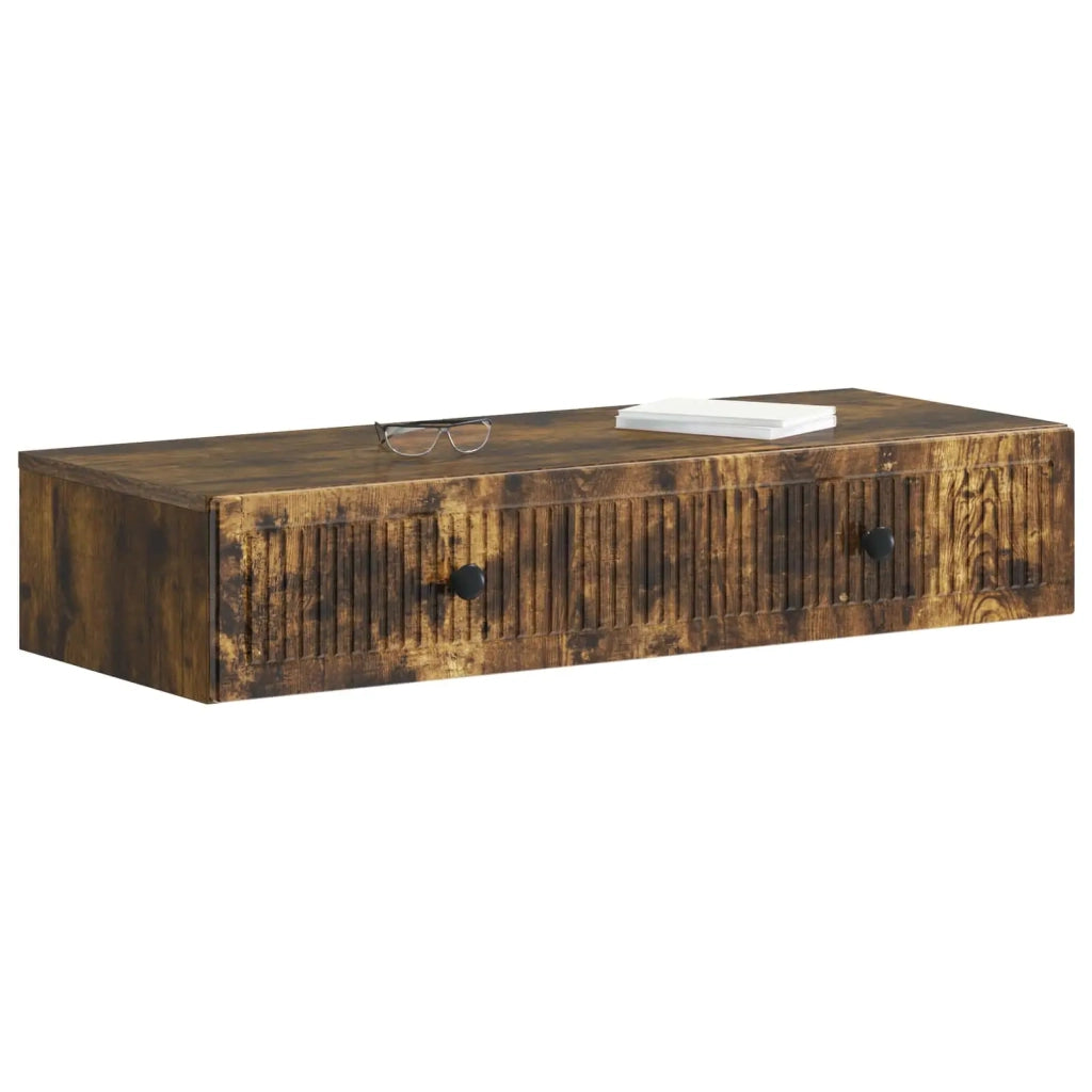 Tavolino da Parete Laterale Rovere Fumo 87,5 x 34,5 x 17 cm