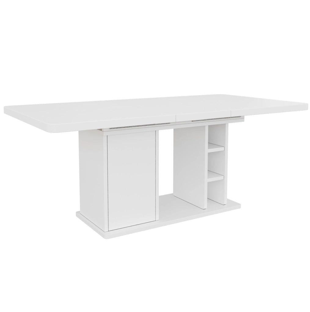 Tavolo da pranzo allungabile 140/180x80 cm con contenitore in MDF bianco