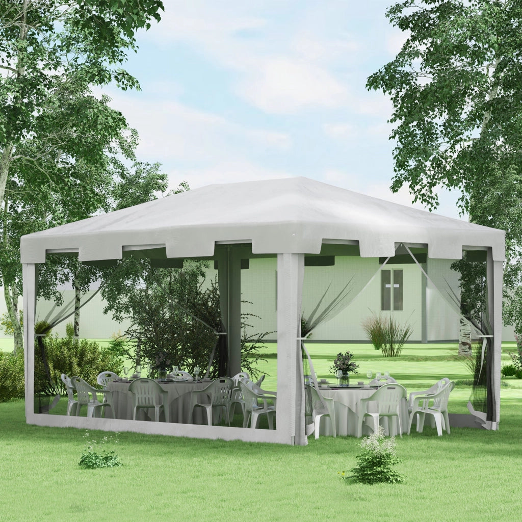 Tonnelle da giardino 3x4m ¨C zephmum ¨C bianco, con pareti in rete e 2 porte