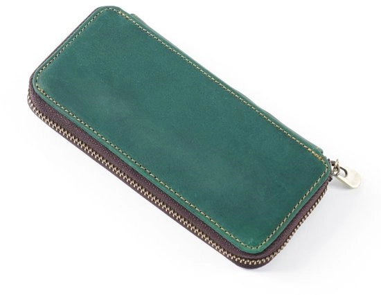 Etui per Pennarelli in Pelle con Chiusura a Cerniera - 3 Comparti - 16,5 cm