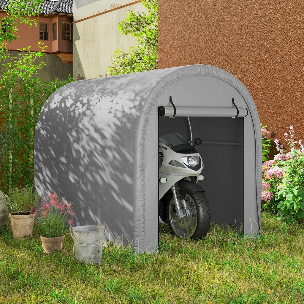 Tenda Ripostiglio Giardino ¨C Xylo ¨C Acciaio Galvanizzato PE Anti-UV 159x240x185cm Grigio Chiaro