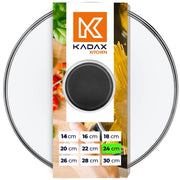 Coperchio in vetro KADAX da 24 cm, universale, resistente al calore, per pentole e padelle.
