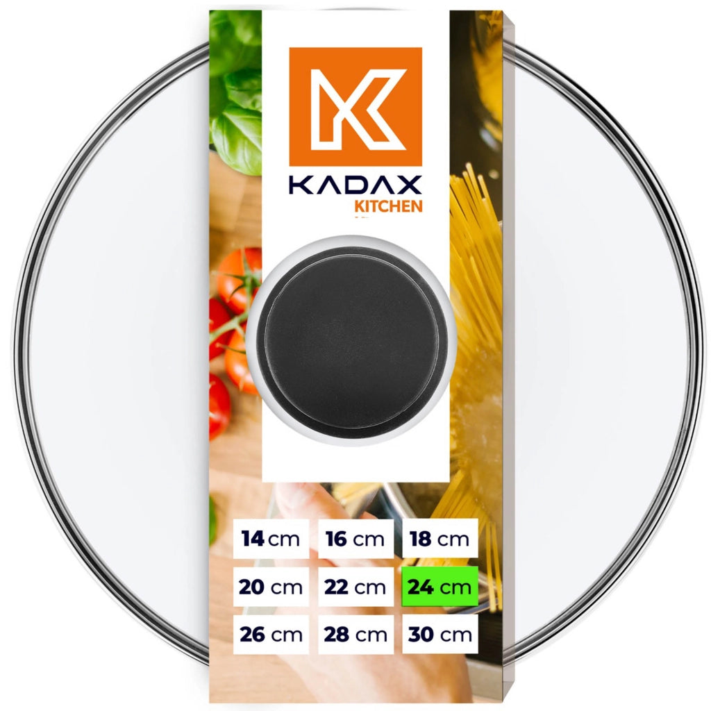 Coperchio in vetro KADAX da 24 cm, universale, resistente al calore, per pentole e padelle.