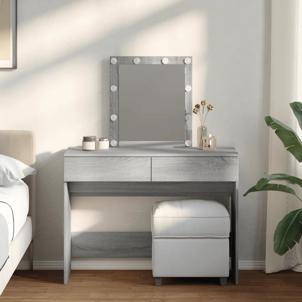 Toeletta | Tavolo da Trucco con LED Grigio Sonoma 100x40x130 cm