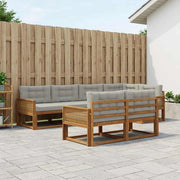 Set di divani da esterno 8 pz Naturale e Grigio chiaro 3382649