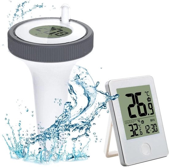 Termometro per piscina - Termometro per piscina galleggiante - Termometro per piscina galleggiante a batteria - Termometro galleggiante per acqua - Termometro per acqua con display LCD - per piscina, bagno, idromassaggio, spa, laghetto