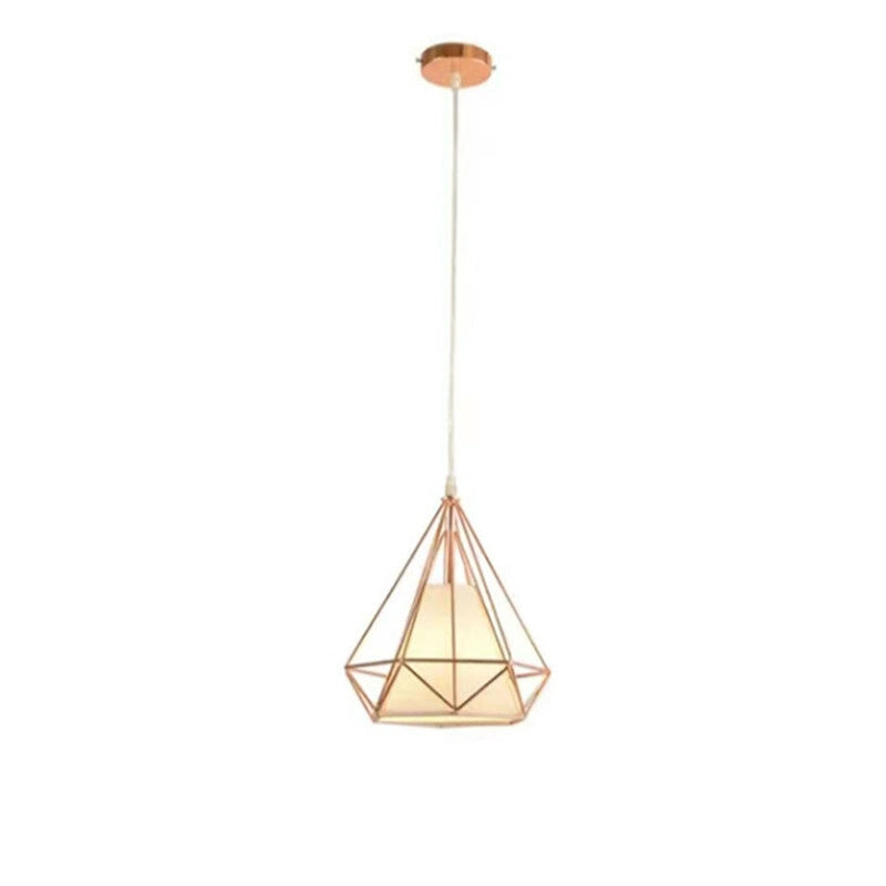 LAMPADARIO GABBIA METALLO INDUSTRIALE RETRO E27 PENDENTE VINTAGE ORO ROSA SJ099